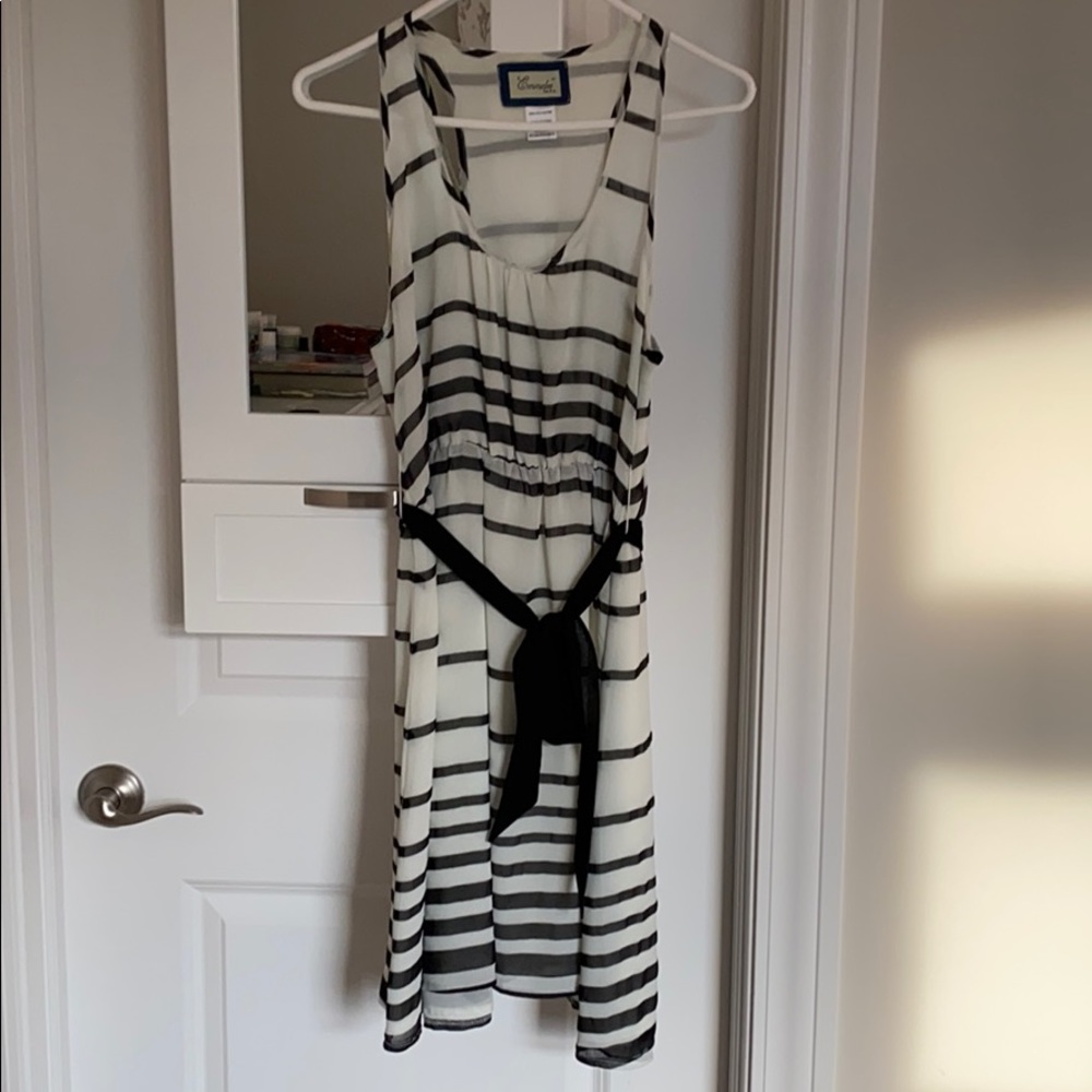Black and off white striped dress